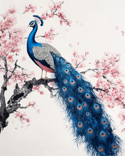 DIY Handarbeit Setpfauentier Und Blumenbaum Knüpfteppich Für Erwachsene Zum Selber Knüpfen，DIY Knüpfsets Kreuzstich Teppich Set Mit Werkzeug Latch Hook Kit 35x46in von AMBATTERY