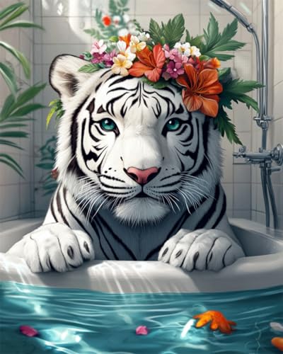 DIY Handarbeit Setweißer Tiger Tier Und Blumen Knüpfen Set Erwachsene Vorgedruckt Teppich Knüpfsets Latch Hook Kit Selbst Handarbeit Sets Für Anfänger 23x35in DIY Handarbeit Setweißer Tiger Tier Und Blumen Knüpfen Set Erwachsene Vorgedruckt Teppich Knüpfsets Latch Hook Kit Selbst Handarbeit Sets Für Anfänger 23x35in von AMBATTERY