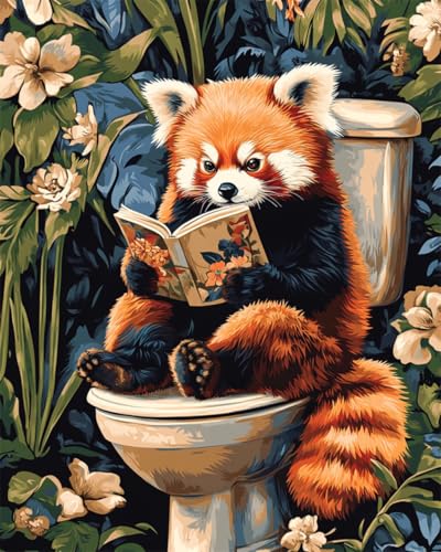 DIY Knüpf-Sets Teppich Fantasie-Roter Panda Liest EIN Buch Knüpfsets Latch Hook Kit Selbst Für Erwachsene，Farbmuster Vorbedruckt Knüpfhaken Teppich Set 31x63in von AMBATTERY