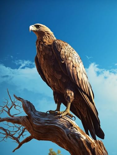 DIY Knüpfteppich Set Vorgedruckt Adler Tier Auf Totem Baum Knüpfteppich Set Für Erwachsene Zum Selber，Teppich Rasthaken Knüpfen Set Mit Vordruck，DIY 3D Handwerk Geschenk 23x35in von AMBATTERY