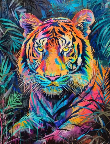 DIY Set Erwachsene Abstraktes Tigertier Knüpfset Mit Werkzeug Latch Hook Kit Knüpfteppich 3D Knüpfmatte Zum Selber Knüpfen Teppich Für Erwachsene Oder Anfänger 31x63in von AMBATTERY