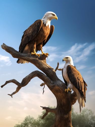 DIY Set Erwachsene Adler Tier Auf Totem Baum Diamond Painting Kit Round Knüpfteppich Zum Selber Knüpfen Extra Groß Teppich Knüpfstern Set Erwachsene Vorgedruckt Tapisserie Drill 5D Paintin 23x35in von AMBATTERY