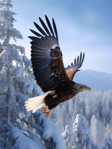 DIY Set Erwachsene Adler Tier Im Schnee Knüpfset Mit Werkzeug Latch Hook Kit Knüpfteppich 3D Knüpfmatte Zum Selber Knüpfen Teppich Für Erwachsene Oder Anfänger 31x63in von AMBATTERY