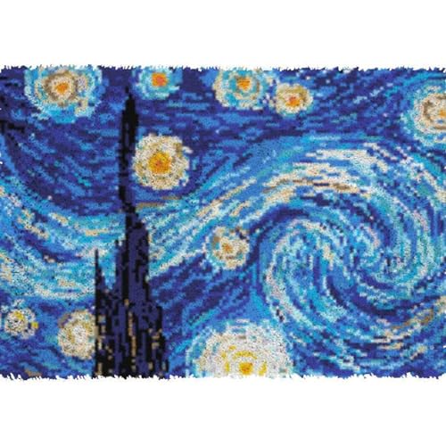 Diy Set Erwachsene Van Gogh Ölgemälde Sternennacht Latch Hook Teppich Kit mit Latch Hook DIY Teppich,Latch Hook Teppich Herstellung,DIY Teppich für Wohnkultur für Kinder und Erwachsene 20x15in von AMBATTERY