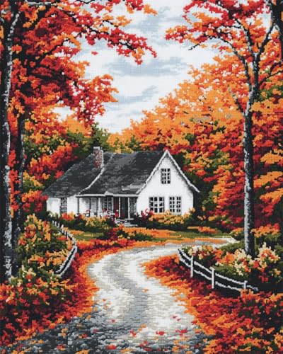 Diy Teppich Knüpfen Set Erwachsene Landhauslandschaft Diamond Painting Kit Round Knüpfteppich Zum Selber Knüpfen Extra Groß Teppich Knüpfstern Set Erwachsene Vorgedruckt Tapisserie Drill 5 23x35in von AMBATTERY