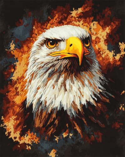 Knüpfteppich Zum Selber Knüpfen Adler Tier Knüpfteppich Set Vorgedruckt Gross，Bedruckter Leinwand Teppich Knüpfen Set Für Erwachsene Knüpfhaken Set Kissen 21x29in von AMBATTERY