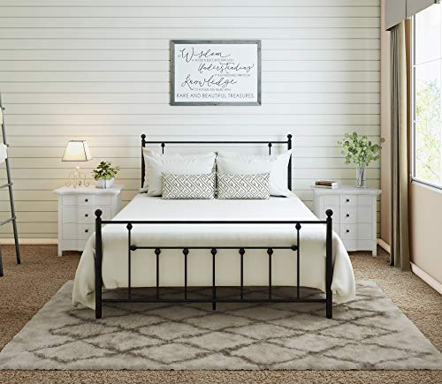 Golden Gate Beds Bettgestell aus Metall im viktorianischen Stil mit antikem Schmiedeeisen-Kopfteil und Fußteil, klassische Cama-Stahl-Matratzenfundament, kein Boxspringbett erforderlich, Kingsize von AMBEE21