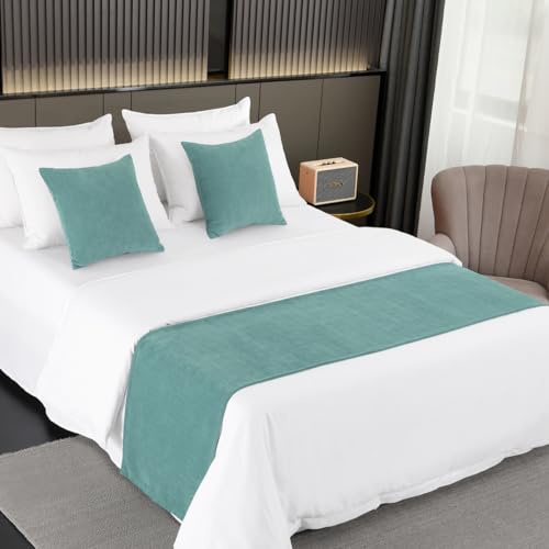 AMBERIS Bett Läufer Single Layer Chenille Blau-Grün, Modern Style Bett Schals für Home Hotel Dekorationen von AMBERIS