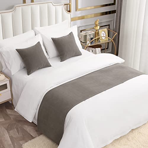 AMBERIS Bett Läufer Single Layer Chenille Grau, Modern Style Bett Schals für Home Hotel Dekorationen von AMBERIS