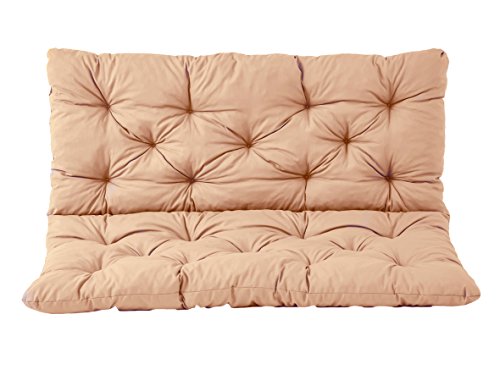 Ambientehome 2er Bank Sitzkissen und Rückenkissen Hanko, beige, ca 120 x 98 x 8 cm, Bankauflage, Polsterauflage von AMBIENTE HOME