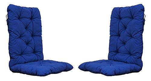 Ambientehome 2er Set Auflagen Sitzkissen Sitzpolster Hochlehner, 120x50x8 cm blau von AMBIENTE HOME