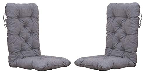 Ambientehome 2er Set Auflagen Sitzkissen Sitzpolster Hochlehner, 120x50x8 cm hellgrau von AMBIENTE HOME