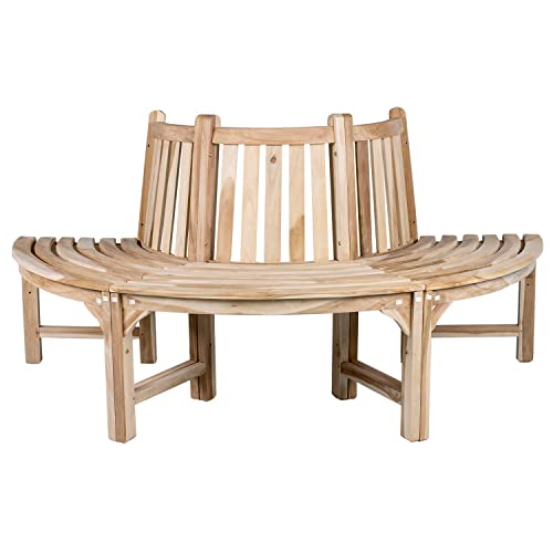Ambientehome 30022 Baumbank, Massivholz, Holzbank, Gartenbank, Circa 180 cm breit unbehandeltes Teakholz halber Kreis Rundbank, Grau Ambientehome 30022 Baumbank, Massivholz, Holzbank, Gartenbank, Circa 180 cm breit unbehandeltes Teakholz halber Kreis Rundbank, Grau von AMBIENTE HOME