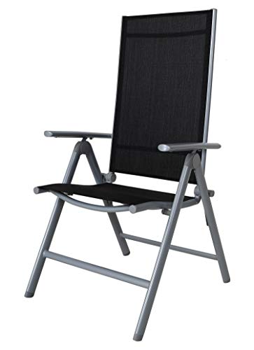 Ambientehome Aluminium Folding Chair,8-Positions Adjustment, Silver and Black Color, Basic Series von AMBIENTE HOME