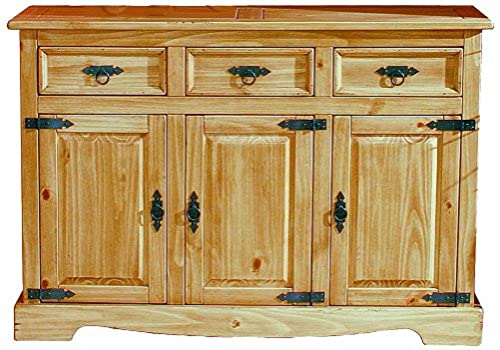 Java Exclusiv 57011 Kommode 3-türig Donez Kiefer massiv antik gewachst T/B/H 35 x 120.5 x 82 cm von AMBIENTE HOME