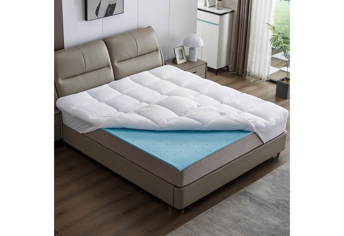 AMBINESS, Topper Matratzentopper mit Memory Foam Gel Kern 80x200cm - 180x200cm, Spannumrandung temperaturregulierend Maschinenwaschbar AMBINESS, Topper Matratzentopper mit Memory Foam Gel Kern 80x200cm - 180x200cm, Spannumrandung temperaturregulierend Maschinenwaschbar von AMBINESS