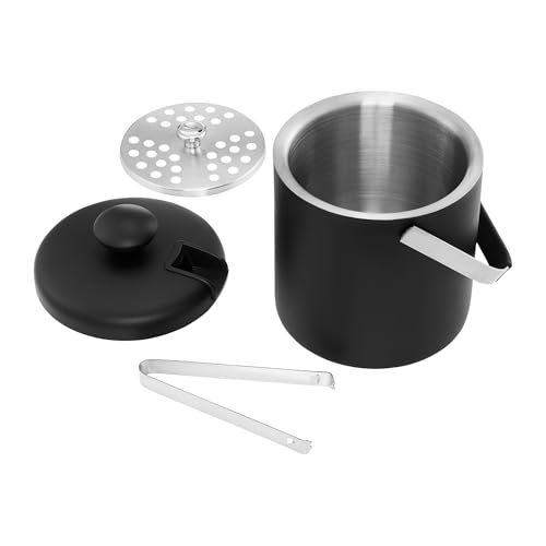 AMBITION Eiswürfelbehälter Edelstahl schwarz mit Zange Deckel Sieb 1,3 L Doppelwandiger Isolier Eiskühler AMBITION Eiswürfelbehälter Edelstahl schwarz mit Zange Deckel Sieb 1,3 L Doppelwandiger Isolier Eiskühler von AMBITION