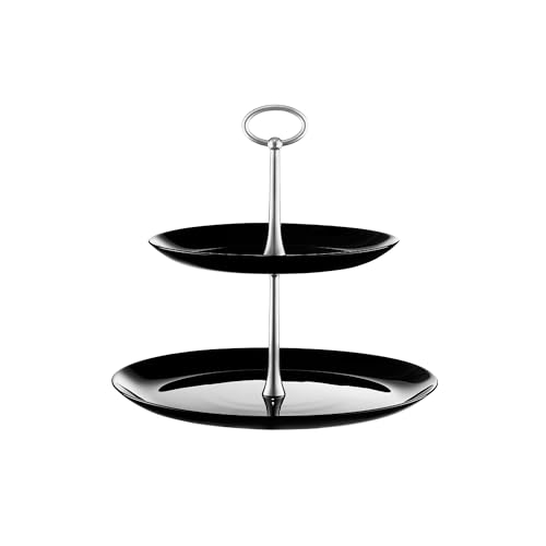 AMBITION Etagere 2 stöckig schwarz rund Valencia ⌀25 cm Glas Servierständer Edelstahl für Obst Kuchen Cupcakes von AMBITION