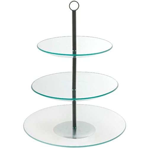 AMBITION Etagere 3 Etagen rund Leila ⌀30 Glas Kuchenständer Edelstahl für Obst Kuchen Cupcakes transparent von AMBITION