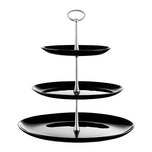 AMBITION Etagere 3 stöckig schwarz rund Valencia ⌀32 cm Glas Servierständer Edelstahl für Obst Kuchen Cupcakes von AMBITION