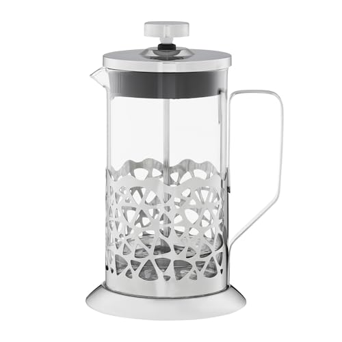 AMBITION French Press 600 ml Larissa Kaffeebereiter hitzebeständiges Glas & Edelstahl mit Filter Spitzenmuster von AMBITION