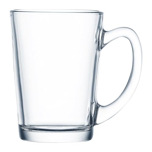 AMBITION Glastasse mit Henkel 310 ml Basic Hartglas Becher für Kaffee Tee Cappuccino Spülmaschine & Mikrowelle von AMBITION
