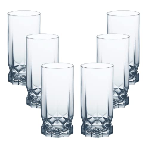 AMBITION Hoche Gläser 6 Stück Diamond 6,5 x 6,5 x 14 cm 325 ml Gläser-Set Wassergläser Trinkgläser Longdrinkgläser elegant transparent Spülmaschine Mikrowelle von AMBITION