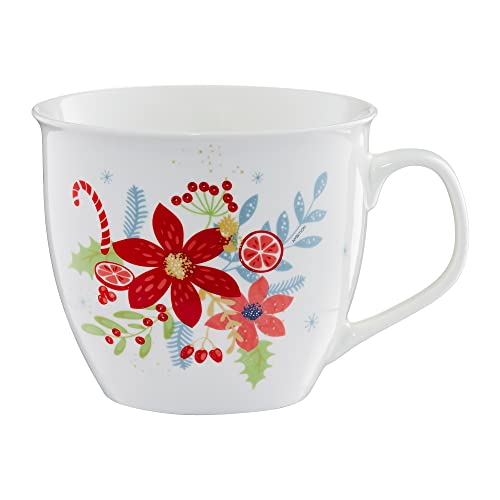 AMBITION Jumbotasse Weihnachten Holly Tasse Winter 550 ml mit Henkel Porzellan weiß Wintermuster Weihnachten Geschenkidee von AMBITION