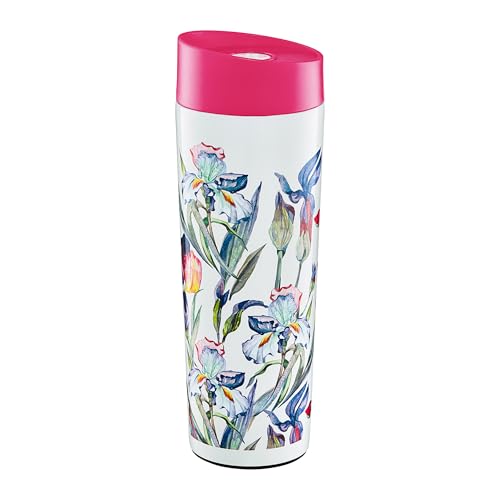 AMBITION Kaffee to go Thermobecher 340ml Iris Isolierbecher aus Edelstahl mit Druckknopf auslaufsicher bunt von AMBITION