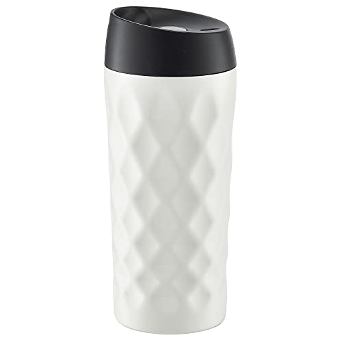 AMBITION Kaffeebecher 420 ml Kaffee to go Becher 3D-Dekor Glamour elegant Quick Press Verschluss weiß schwarz Diamond Kollektion von AMBITION
