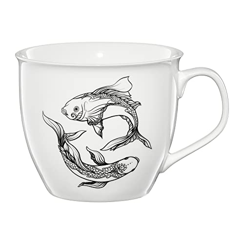 AMBITION Becher Zodiac 550 ml Porzellan 11 x 14,5 x 9,5 cm Kaffeebecher Kaffeetasse Tasse Sternzeichen von AMBITION