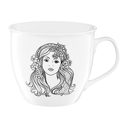 AMBITION Becher Zodiac 550 ml Porzellan 11 x 14,5 x 9,5 cm Kaffeebecher Kaffeetasse Tasse Sternzeichen von AMBITION