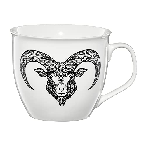 AMBITION Becher Zodiac 550 ml Porzellan 11 x 14,5 x 9,5 cm Kaffeebecher Kaffeetasse Tasse Sternzeichen von AMBITION