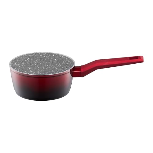 AMBITION Kasserolle antihaft 16 cm Ombre Red Geschmiedetes Aluminium 1,3 l alle Herdarten Soft-Touch-Griff von AMBITION