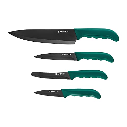 AMBITION Messer Set 4 Tlg. Ombre Edelstahl Kochmesser Universal Messer Gemüse/Obst Messer dunkelgrün schwarz AMBITION Messer Set 4 Tlg. Ombre Edelstahl Kochmesser Universal Messer Gemüse/Obst Messer dunkelgrün schwarz von AMBITION