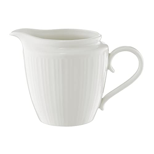 AMBITION Milchkrug Porzellan weiß Milchkanne deko 260 ml klassisch eleganter Henkel feine Rillen Spülmaschine Mikrowelle Perla Kollektion von AMBITION