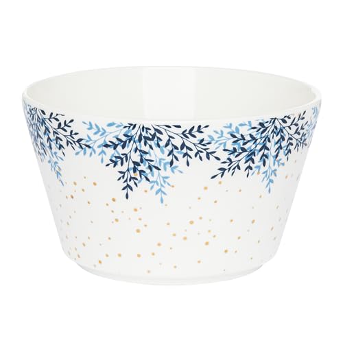 AMBITION Müslischale aus Porzellan Galactic Ø14 cm Weiß Blaue Zweige Winter Muster Goldene Verzierungen Modernes Design 1 Stück von AMBITION