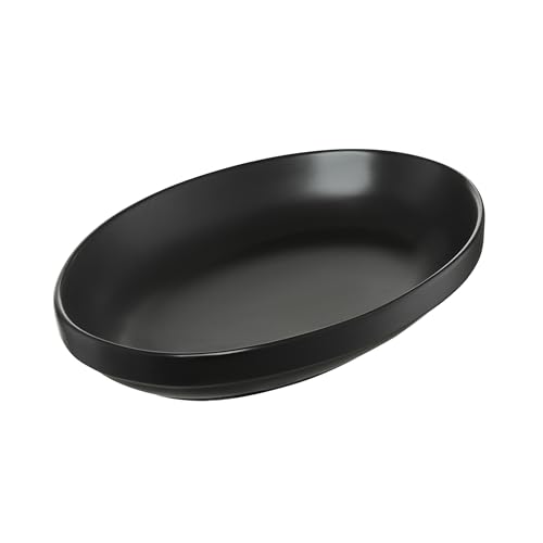 AMBITION Schwarze Servierplatte aus Porzellan 20 x 14 cm Servierteller oval für Obst Salate Desserts Spülmaschine & Mikrowelle 1 Stück von AMBITION