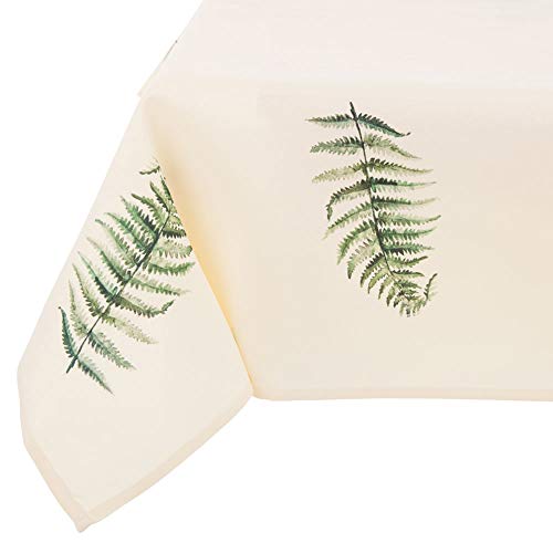 AMBITION Serviette Tischmatte Aufleger Eckig Polyester Stoff Pflanzenmuster Ecru Grün Botanic Pteridium (160 x 280 cm) von AMBITION