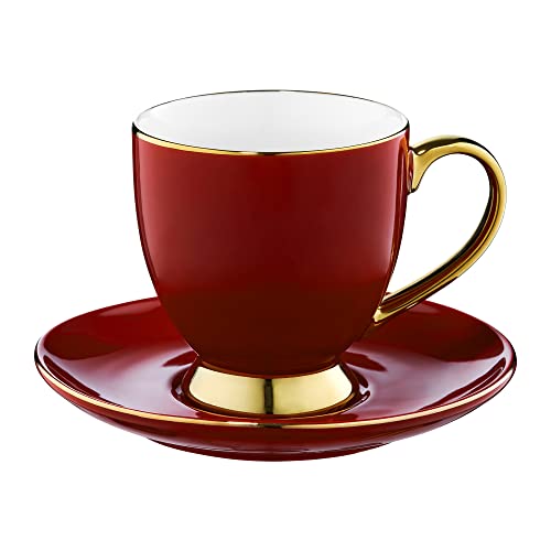 AMBITION Tasse mit Untertasse gold 220 ml Royal Porzellantasse für Kaffee Tee Cappuccino Geschenkidee von AMBITION