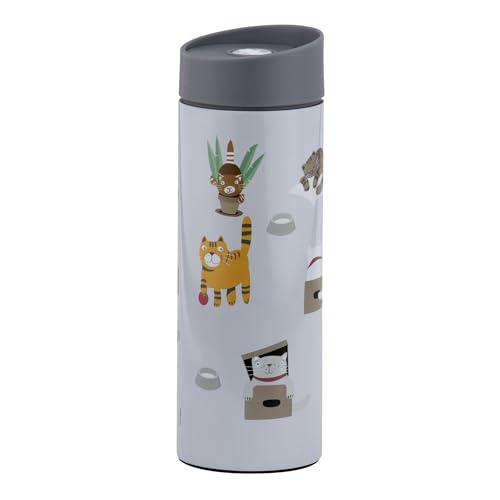 AMBITION Thermobecher Kaffee to go 400ml Pets Isolierbecher auslaufsicher aus Edelstahl mit Druckknopf grau von AMBITION