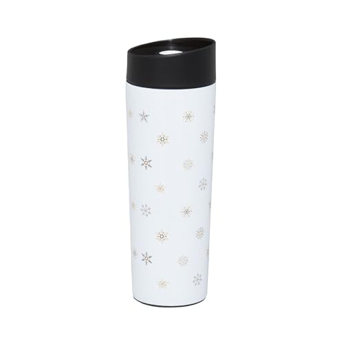 AMBITION Thermobecher Winter Motiv 340 ml Art Deco Stars Isolierbecher auslaufsicher Schneeflocken klein von AMBITION