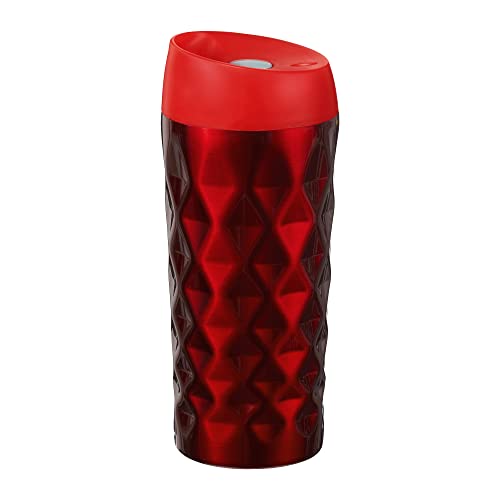 AMBITION Thermobecher to go Kaffeebecher 420 ml Quick Press Verschluss 3D-Dekor Glamour elegant rot metallisch Jasper Kollektion von AMBITION