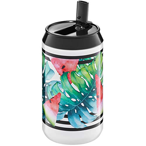 AMBITION To go Becher Isolierbecher 250 ml Edelstahl Kunststoff Mundstück Exotic Pflanzen Tropical Kollektion Wassermelone Schwarz von AMBITION