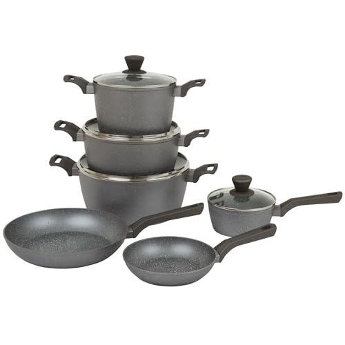 AMBITION Topfset Pfannenset Induktion Silverstone 10 teilig Töpfe mit Deckel Soft Touch Griffe alle Herdarten antihaft von AMBITION