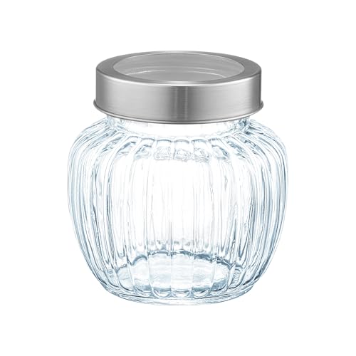 AMBITION Vorratsglas mit Deckel luftdicht Curly 600 ml Glasbehälter Edelstahldeckel spülmaschinenfest von AMBITION