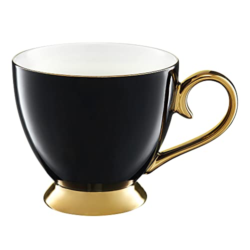 AMBTION Kaffeebecher schwarz gold 400 ml Porzellanbecher groß auf Füß XXL Tasse Kaffee Tee Latte Macchiato elegant Royal von AMBITION