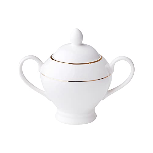 AMBITION 23062 Zuckerdose Aura Gold 300 ml Porzellanzuckerdose Dose mit Deckel Zucker Schüssel Zuckerkännchen elegant modern, Porzellan von AMBITION