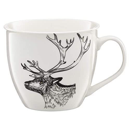 Kaffeetasse Tasse XXL 550 ml Porzellan Becher Teetasse Tasse Wild Animals (Deer) von AMBITION