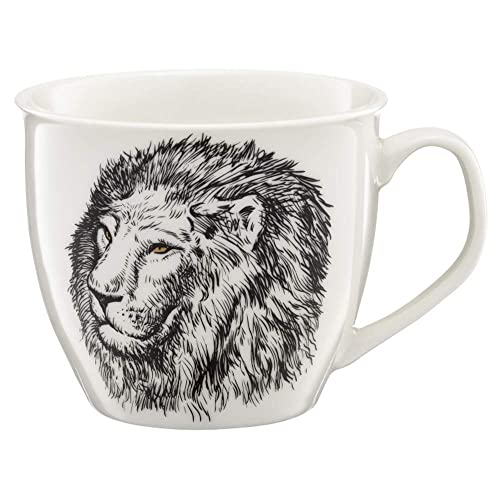 Kaffeetasse Tasse XXL 550 ml Porzellan Becher Teetasse Tasse Wild Animals (Lion) von AMBITION